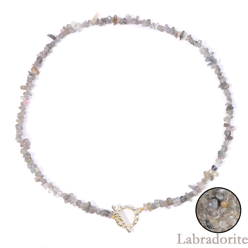Healing Bohemian Gem Gravel Natural Semi-precious Stone Necklace Women's Fashion Necklace Jewelry Collares Para Mujer Female