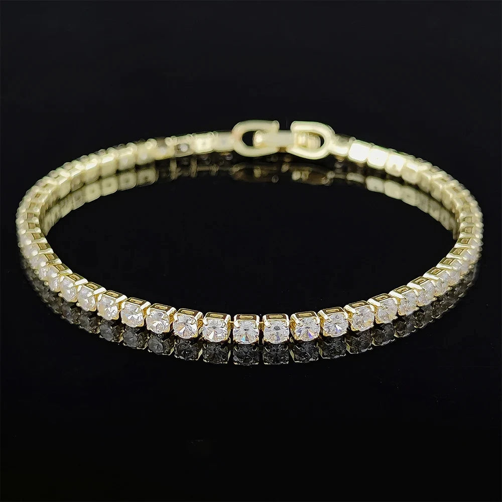 New Luxury Gold Silver Color on Hand Princess Bracelet Bangle for Women Anniversary Gift Jewelry Wholesale