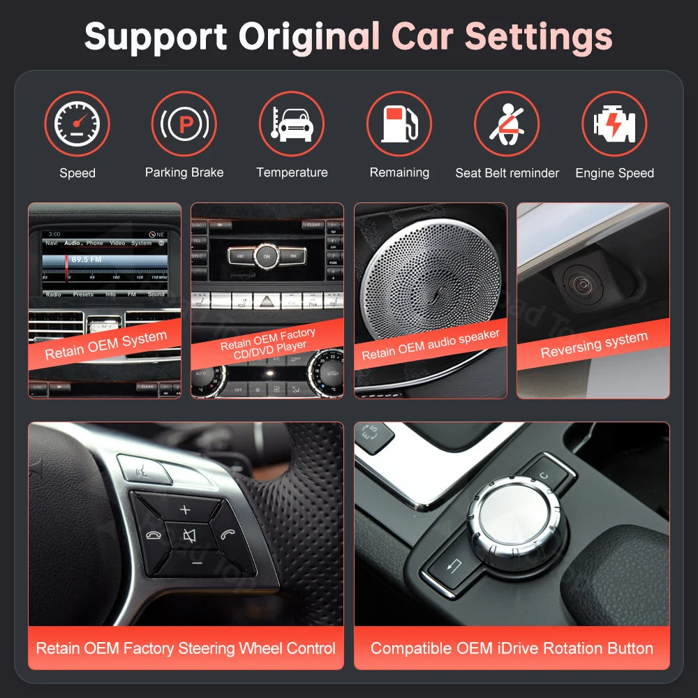 Car Multimedia Display Screen Wireless CarPlay Android Auto For Mercedes-Benz CLS W218 2010-2014 With Airplay Mirror Link