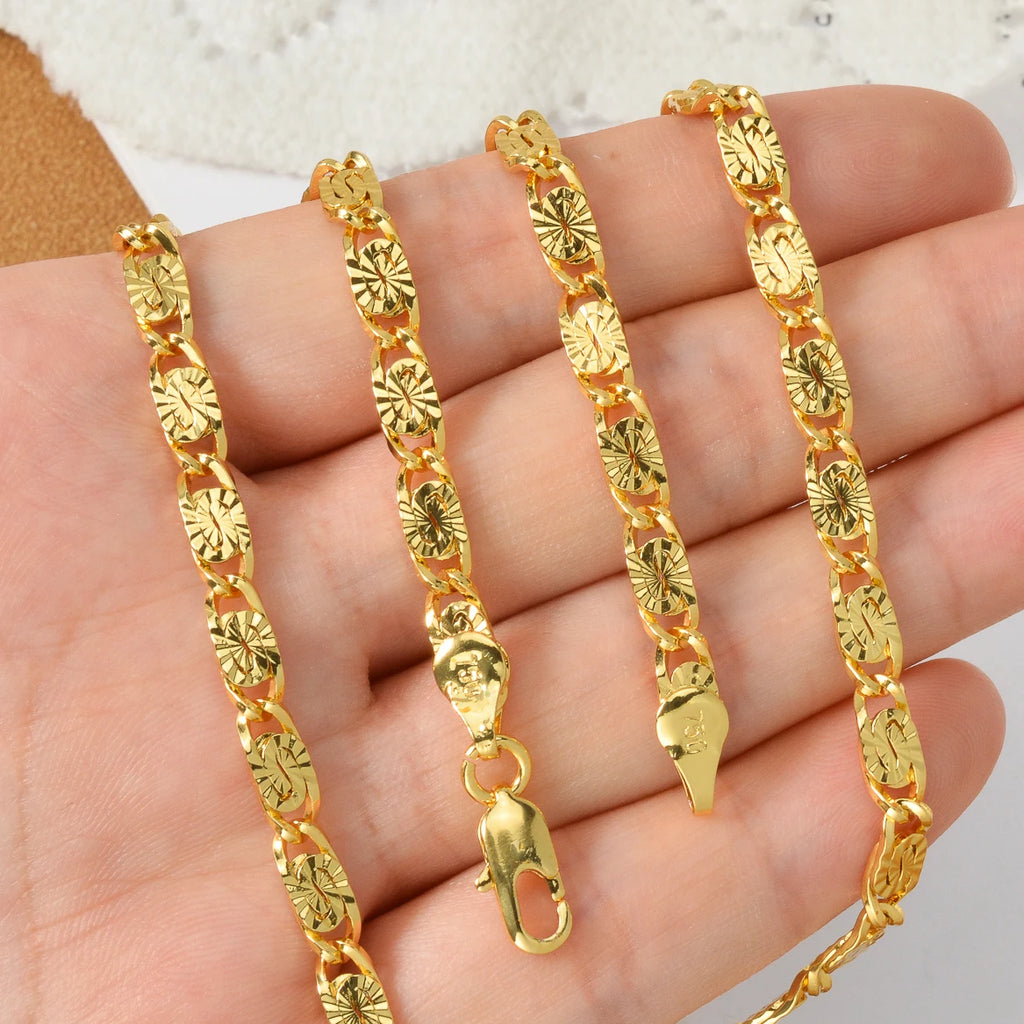 Dubai 18k Gold-plated Copper Necklace Chain Necklace Geometric Cylinder Jewelry Neck Chain 60cm Long Chain Daily Wear Gifts