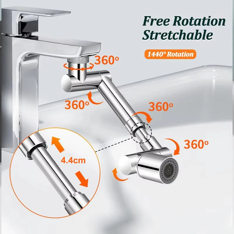1440° Scalable Metal Faucet Aerator Splash-Proof Bathroom Tap Bubbler Filter Nozzle Water Saving Extender for Kitchen