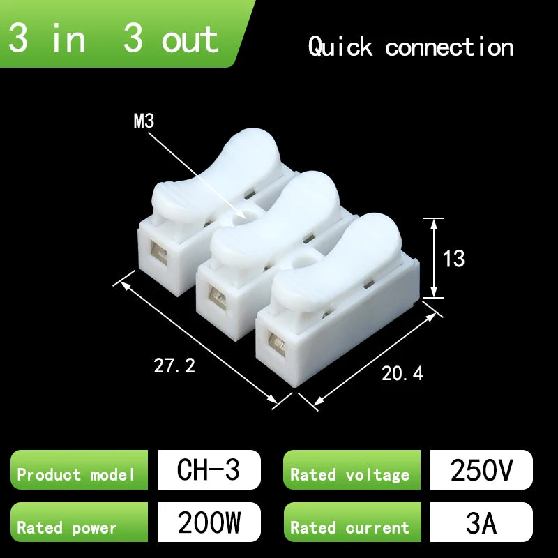 20/50Pcs No Solding Quick 1P 2P Cable Wire Connector No Screw Terminal Block Spring Clamp