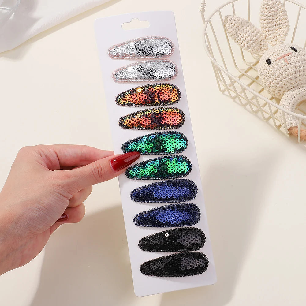 10Pcs/Set Gradient Sequins Metal BB Clips Hair Clips for Kids Handmade Solid Color Hairpins Barrettes Girl Hair Accessories Sets