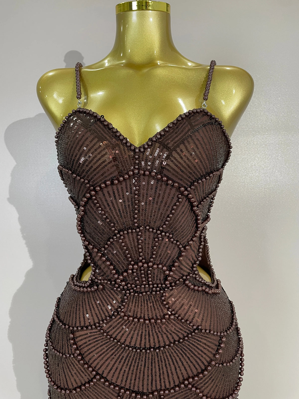 Elegance Pearl Beading Sequins Sleeveless Sexy Strap Bodycon Long Dress Women Celebrate Evening Party Birthday Outfit Vestido