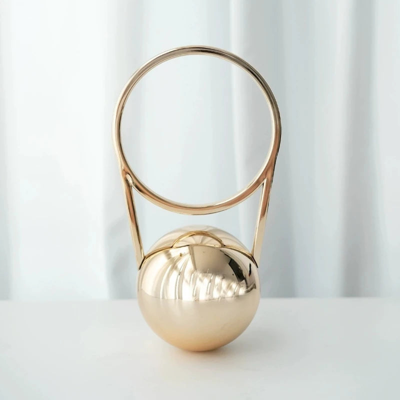 Evening Party Mini PVC Ball Handle Bag Women Luxury Electroplated Bowling Purses Elegant Minimalist Round Ball Designer Handbags
