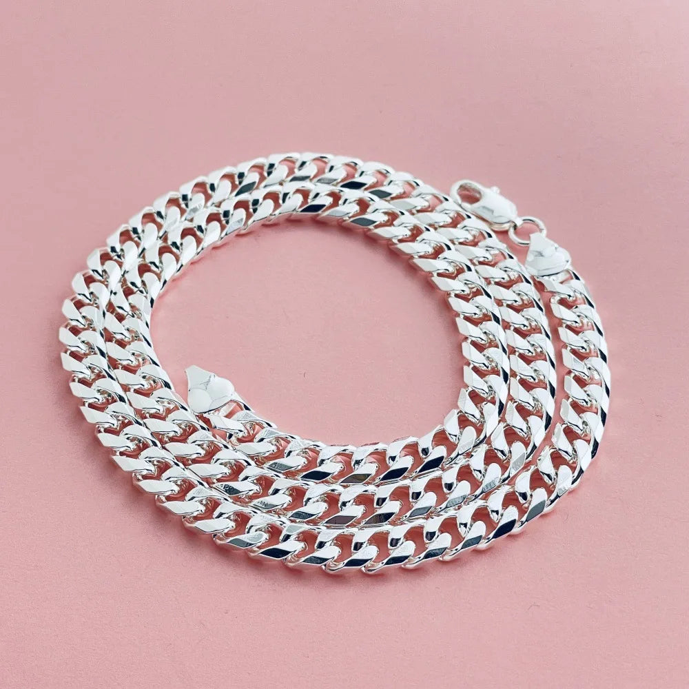 Street Hip-hop 6mm 50-65cm Cuban Side Necklace Silver & Gold S925 Sterling Silver Unisex Cool Style Full of Personality & Aura