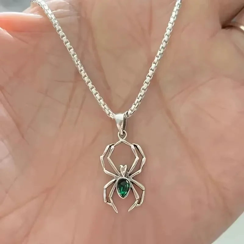 New 925 Sterling Silver Spider Necklace Personality Charm Simple Animal Pendant Collar Birthday Gift Women's Exquisite Jewelry