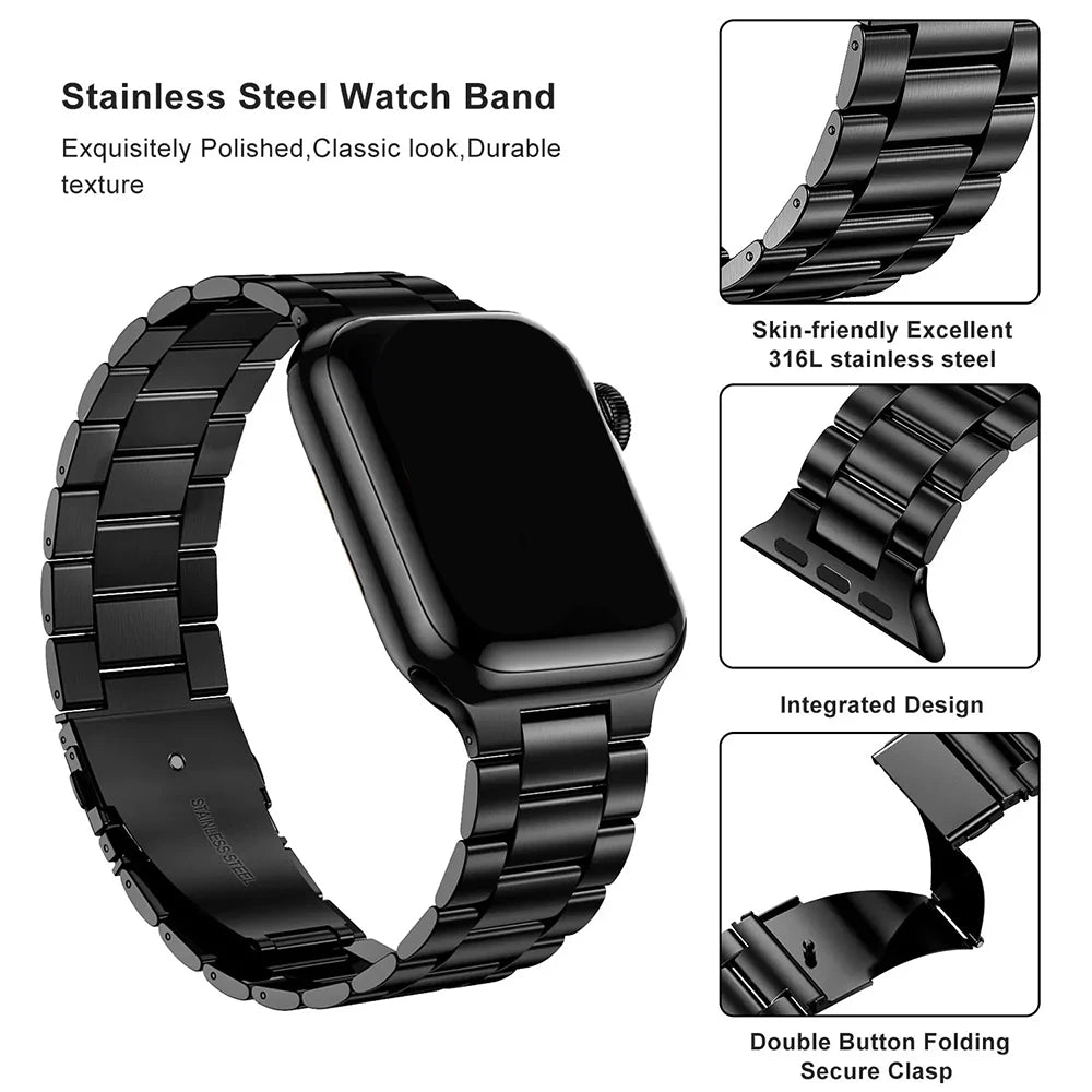 Stainless steel Watchband for Apple Watch Strap 49mm 45mm 41mm 44mm 40mm 42mm 46mm Metal Band iWatch 11 10 9 8 7 6 5 SE Ultra 3