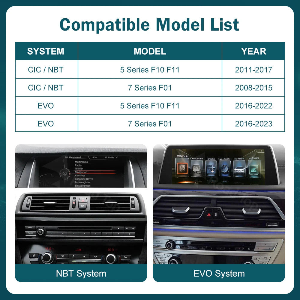 RoadTop Wireless CarPlay Touch Screen For BMW Series 5 F01 F10 F11 G30 2011-2023 CIC NBT EVO Multimedia Radio Linux System