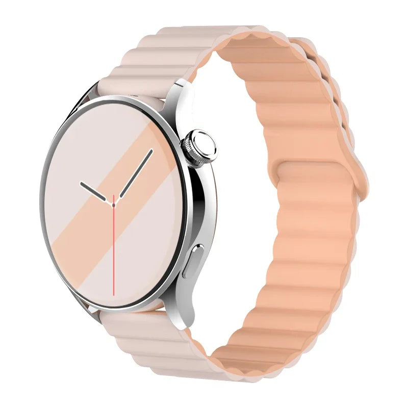 20mm 22mm Magnetic Loop band For Samsung Galaxy watch 6/5 pro/4/Classic/active 2 Silicone link bracelet huawei GT 2-2e 3-4 strap