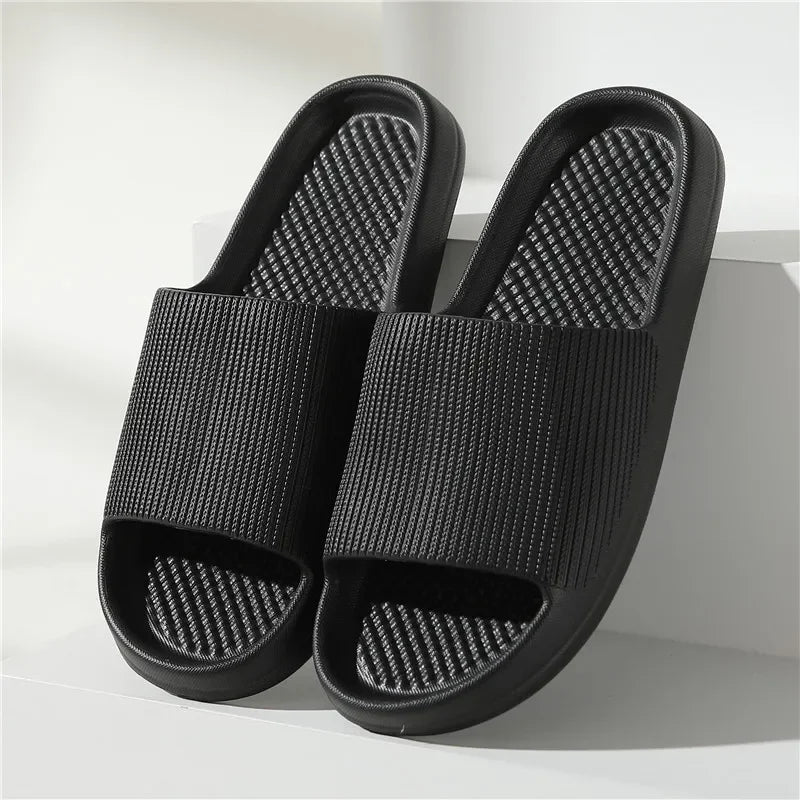 2024 Summer Slippers Flip Flops Women Indoor Home Mute Shoes EVA Soft-soled Shoes Cloud Slides Couple Non-slip Casual Sandals