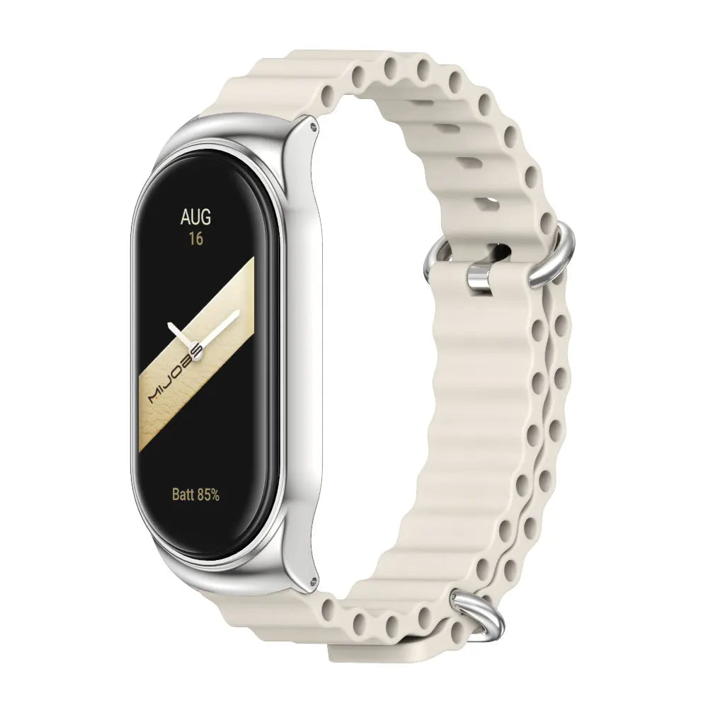 For Mi Band 10 9 8 7 6 5 Strap Silicone Wristband for Mi Band 9 Leather Strap For Mi band 8 Bracelet MiBand Metal Wristbands