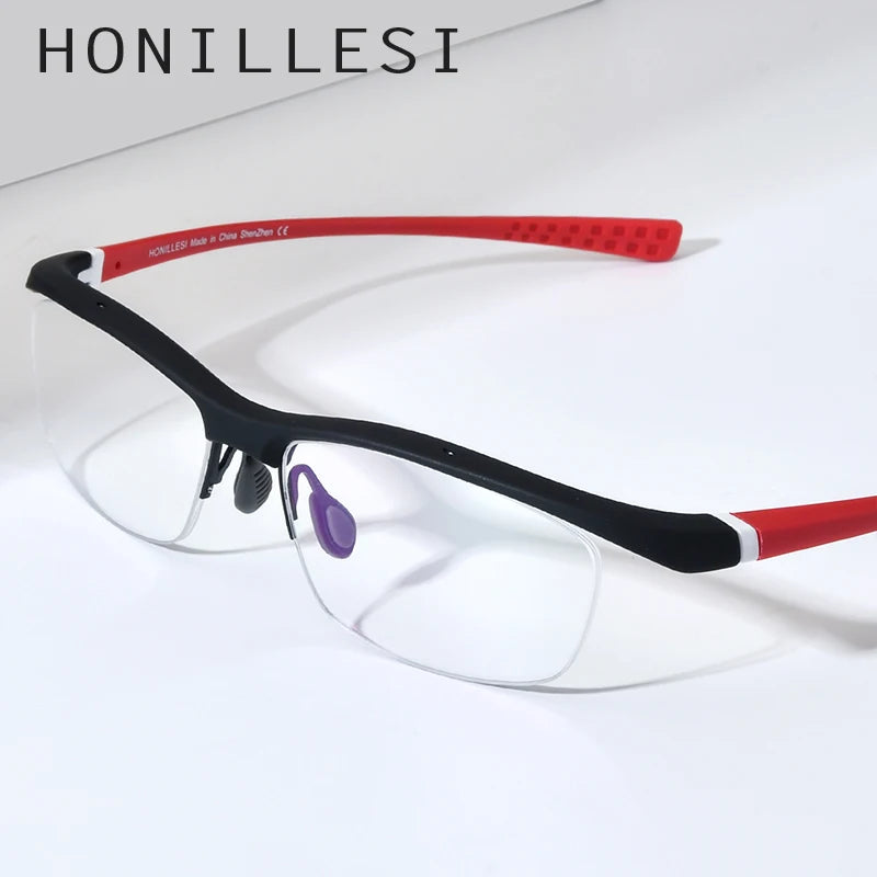 HONILLESI TR90 Glasses Men Brand Designer Semi Rimless Ultralight Bicycle Eyeglasses Frame Half Rim Sports Japanese Eyewear 7027