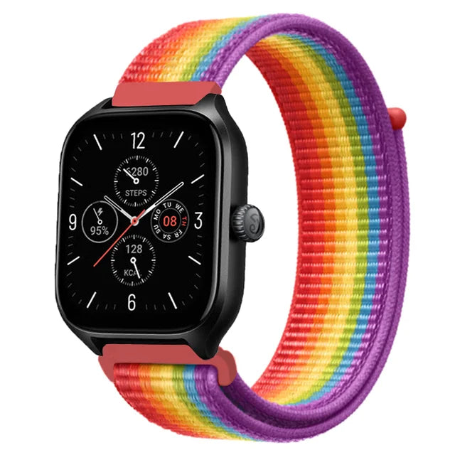 20mm 22mm Nylon Loop Strap for Amazfit GTR 47mm/GTR4 3 Pro/GTS 4 mini/3 Bracelet for Amazfit Balance 3 2/bip 5 6 Max/Stratos 2 3