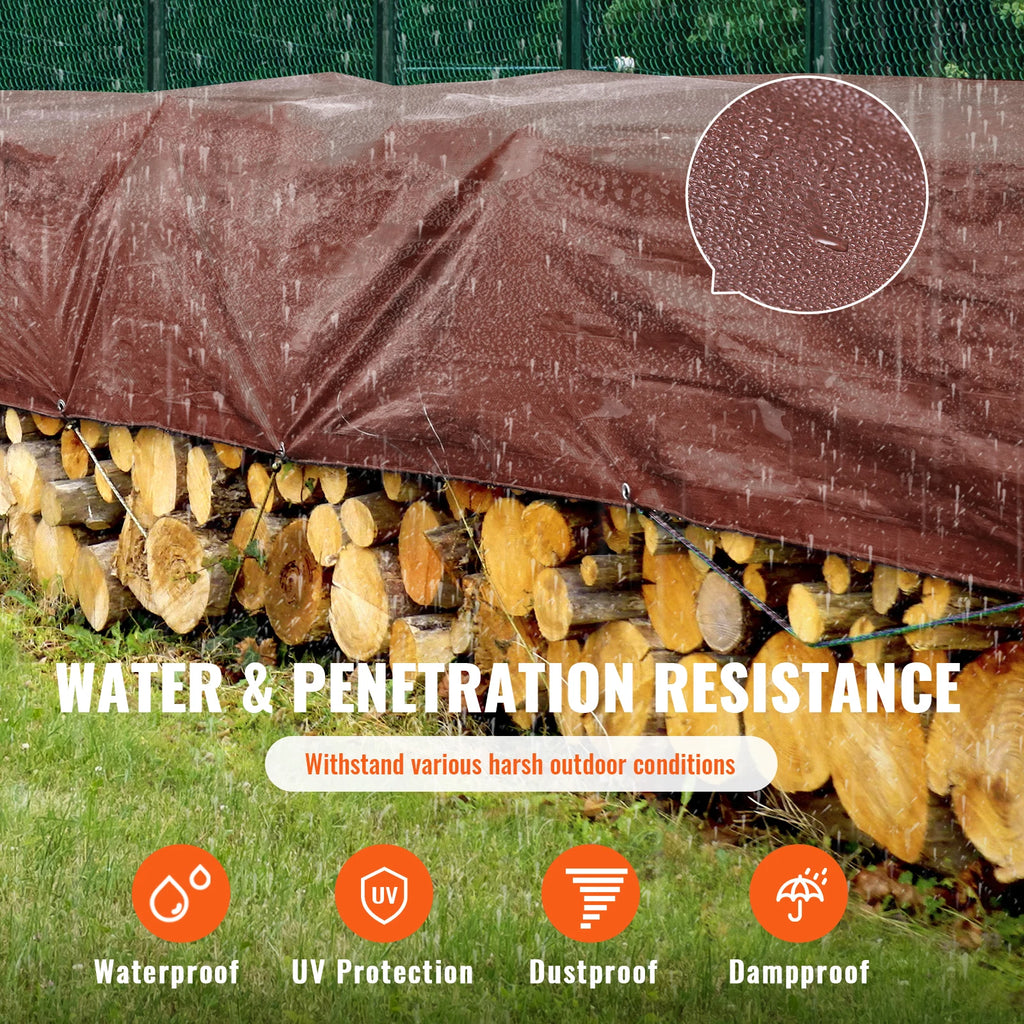SucceBuy Heavy Duty Tarp Waterproof Tear Proof Poly Plastic Tarps Cover Multi-Purpose Outdoor Tarpaulin with Grommets for Truck