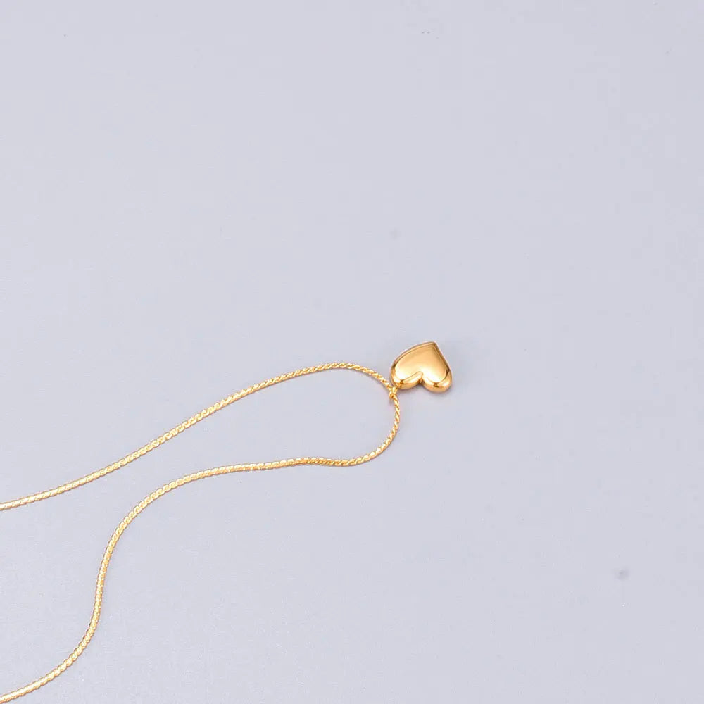 L236 Heart-shaped Peach-shaped Japanese-style Student Hairpin Necklace - Collar Chain - Stainless Steel with 18K Gold Plating
