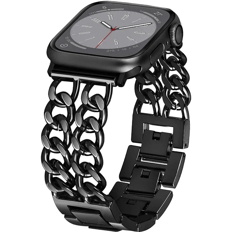 Fashion Metal Bracelet Strap For Apple Watch Ultra 44mm 45mm 40 41 49 Chain Design Women Bands For iWatch 9 8 7 6 5 4 3