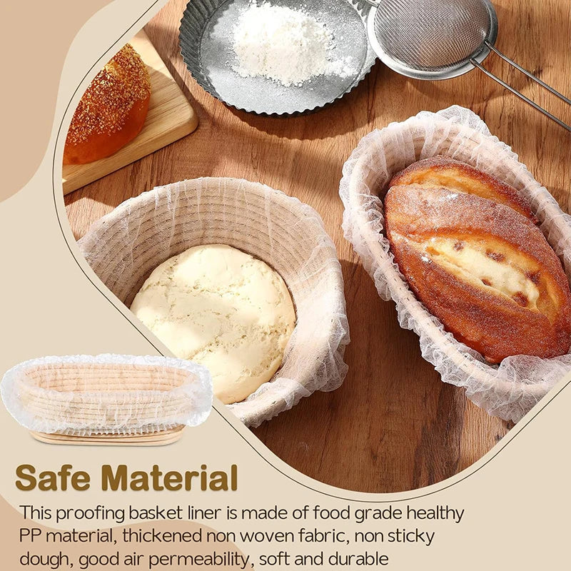 100Pcs Bread Proofing Basket Cloth Liner, Disposable Non-Stick Dough Cover for Sourdough Bread Making - Baking Supplies