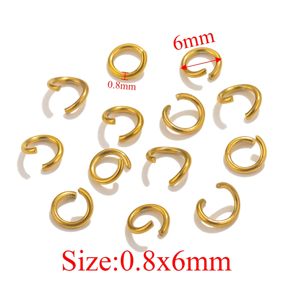 100pcs PVD Gold Plated Stainless Steel Open Jump Rings Connectors for DIY Jewelry Making Split Ring Jewelry Findings Accessoires