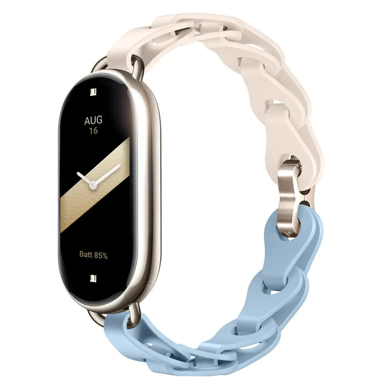 Rubber Strap for Xiaomi Mi Band 9 Stainless Steel Buckle Bracelet for Miband 8 NFC Fashion Lady Style Replacement Silicone Band