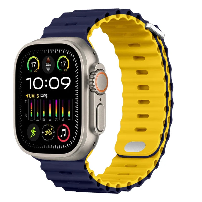Ocean Strap For Apple Watch Ultra 3/2 Band 49mm 11 10 9 8 7 46mm 45mm 41mm Silicone Bracelet Belt iWatch 6 5 4 SE 44mm 42mm band