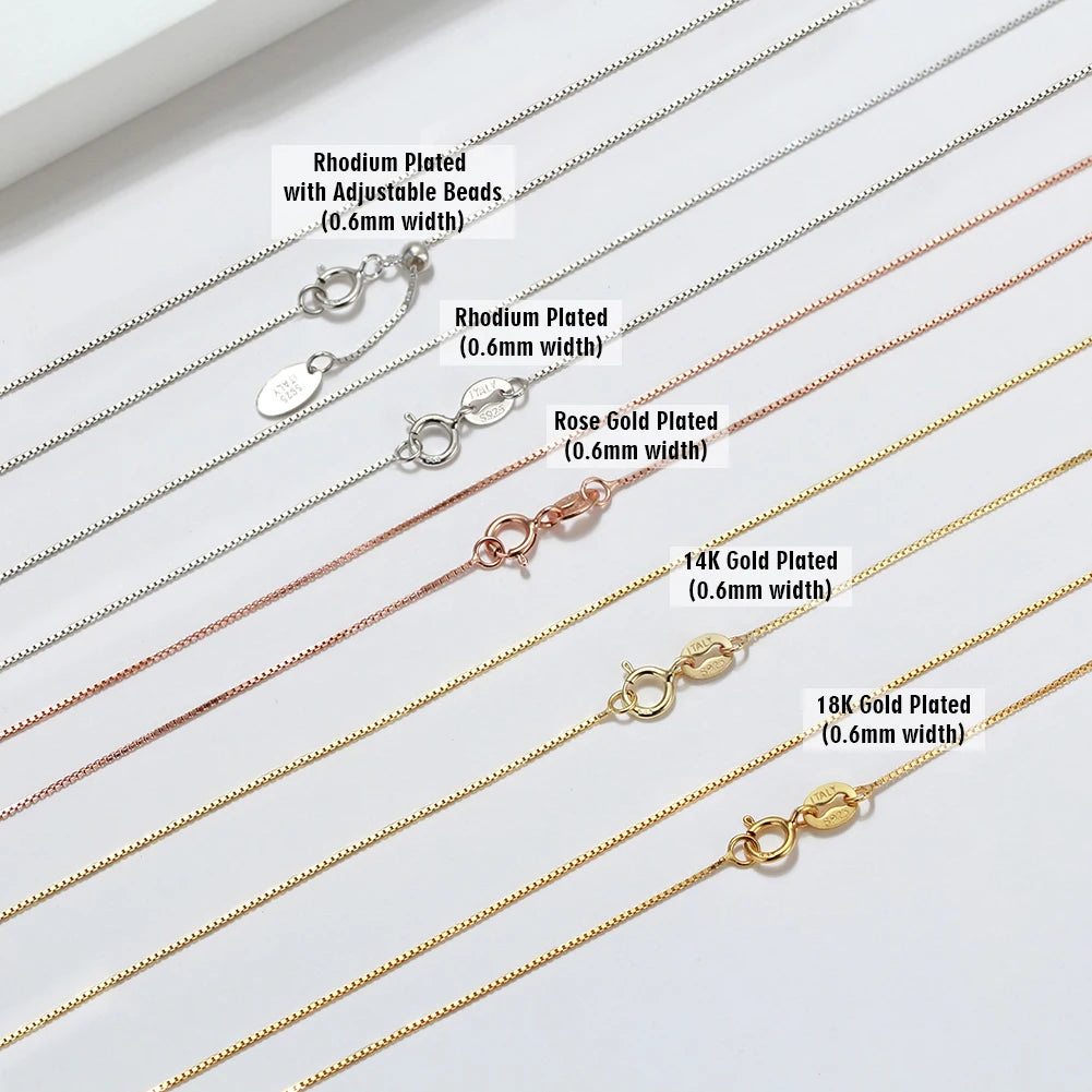 KISS MANDY 925 Sterling Silver 0.6MM Box Chain Necklaces 14K 18K Gold Plated Fashion Wedding Party Daily Wear Charm Jewelry SC07