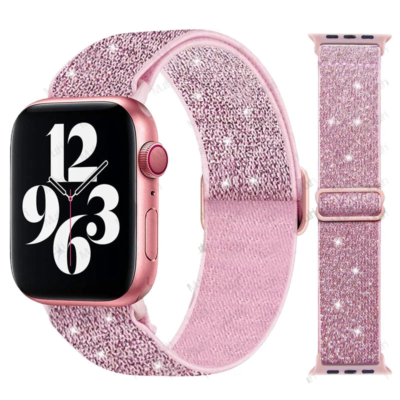 Scrunchie Strap for Apple watch Ultra 49mm band 45mm 44/46mm 41mm Adjustable Nylon Loop bracelet iWatch serie se 6 7 8 9 10 11