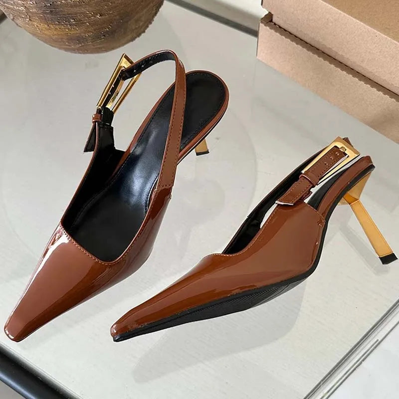 Eilyken Design Thin High Heels Pointed Toe Women Pumps Street Style Banquet Buckle Strap Party Slingbacks Female Shoes