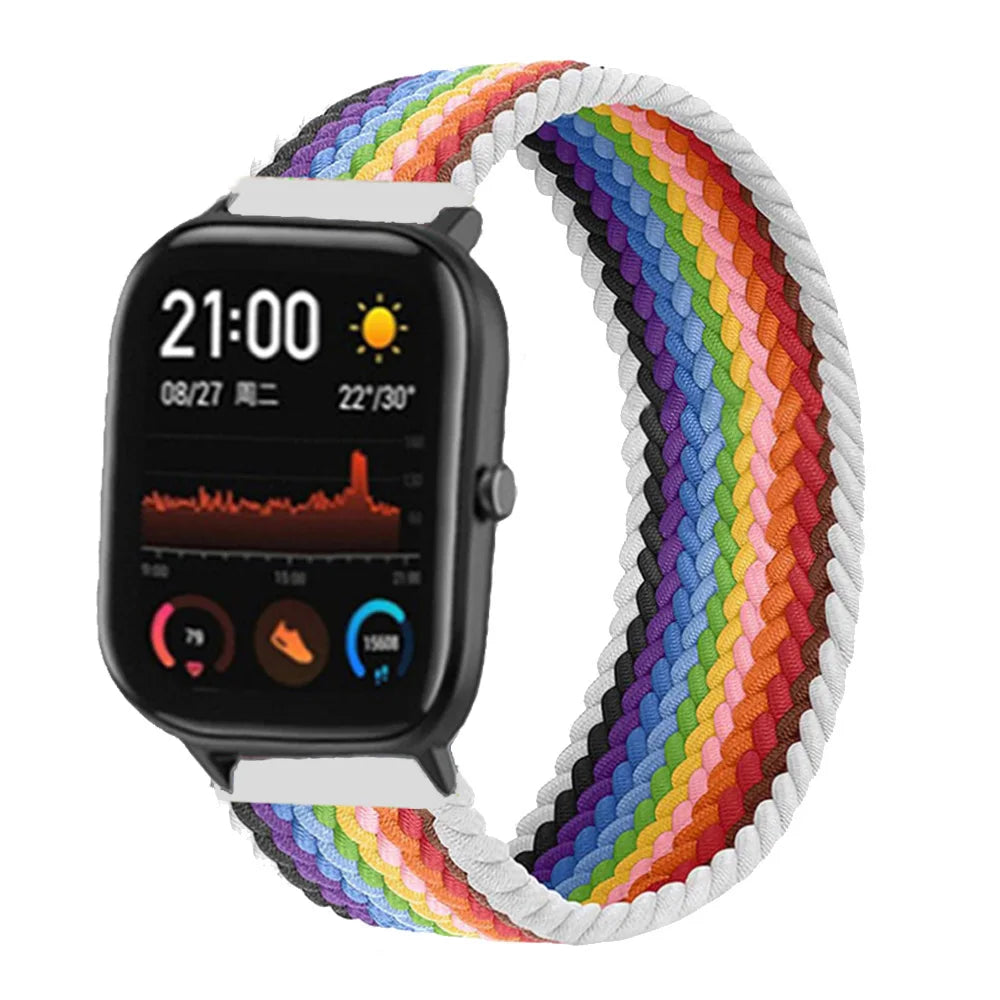 20mm 22mm Watch Straps For Amazfit GTS/4/3/2/2e/GTS2 Mini/GTR 4/3 pro/GTR2/2e/2 Braided solo loop Bracelet Amazfit bip 6 5 band