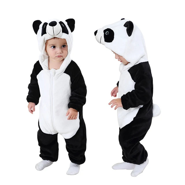 MICHLEY Carnival Winter Baby Rompers Hooded Flannel Cosplay Toddler Infant Clothes Bodysuits Jumpsuit Costume For Girl Boy
