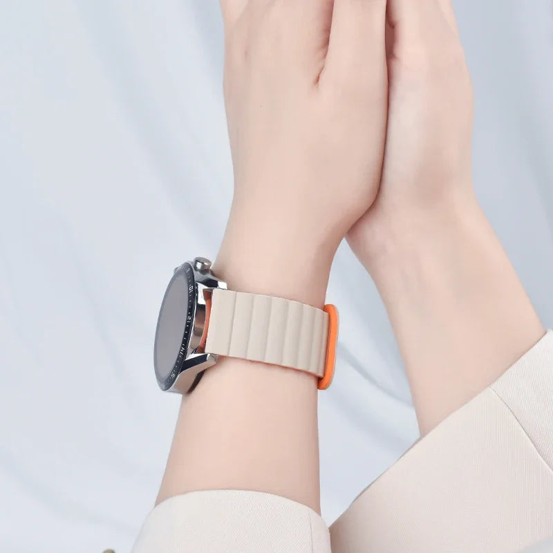 20mm 22mm Magnetic Loop band For Samsung Galaxy watch 6/5 pro/4/Classic/active 2 Silicone link bracelet huawei GT 2-2e 3-4 strap