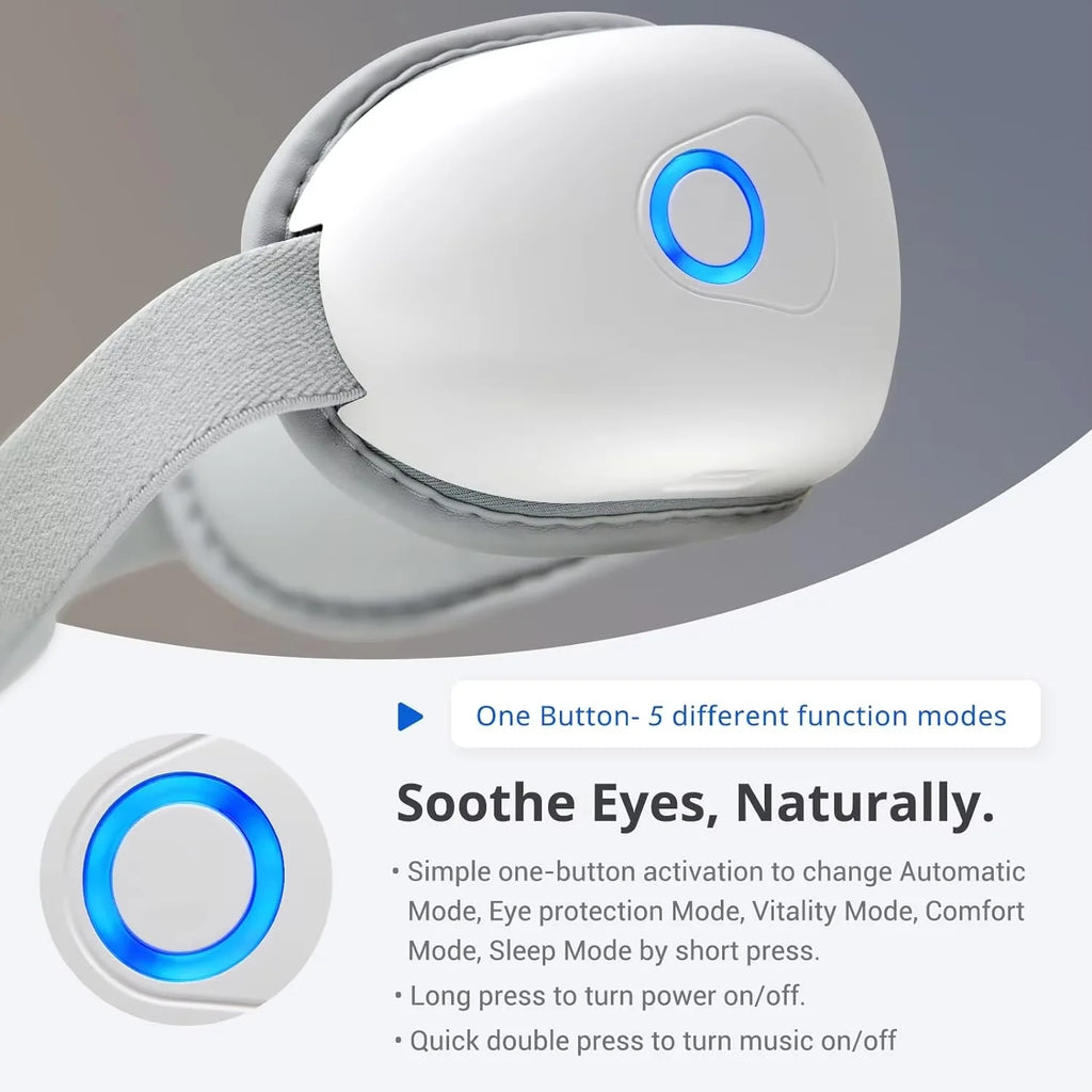 Folding Eye Massager Eye Mask with Bluetooth Music Airbag Compression Eye Care Device Gift for Eye Strain Dry Eye Improve Sleep