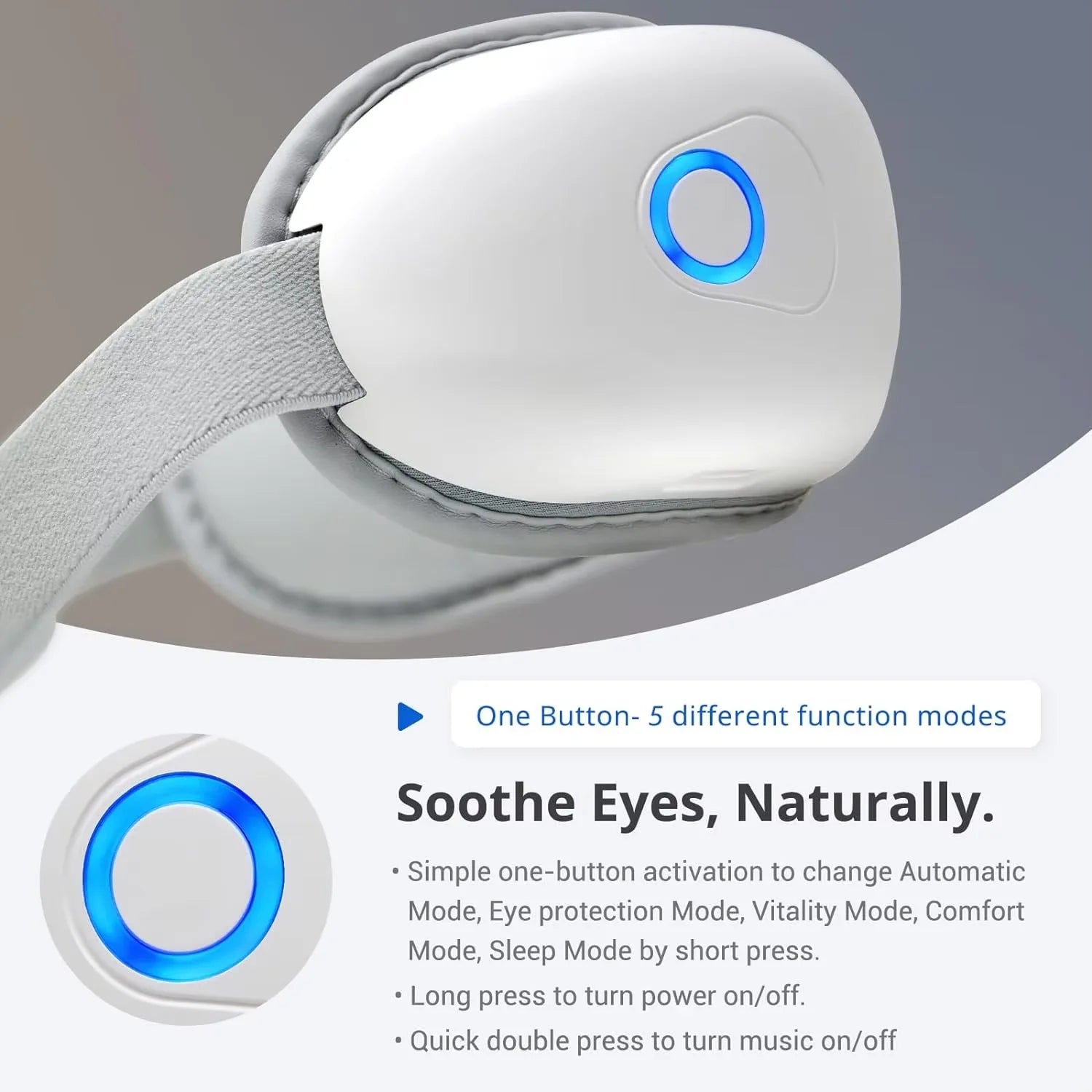 Folding Eye Massager Eye Mask with Bluetooth Music Airbag Compression Eye Care Device Gift for Eye Strain Dry Eye Improve Sleep