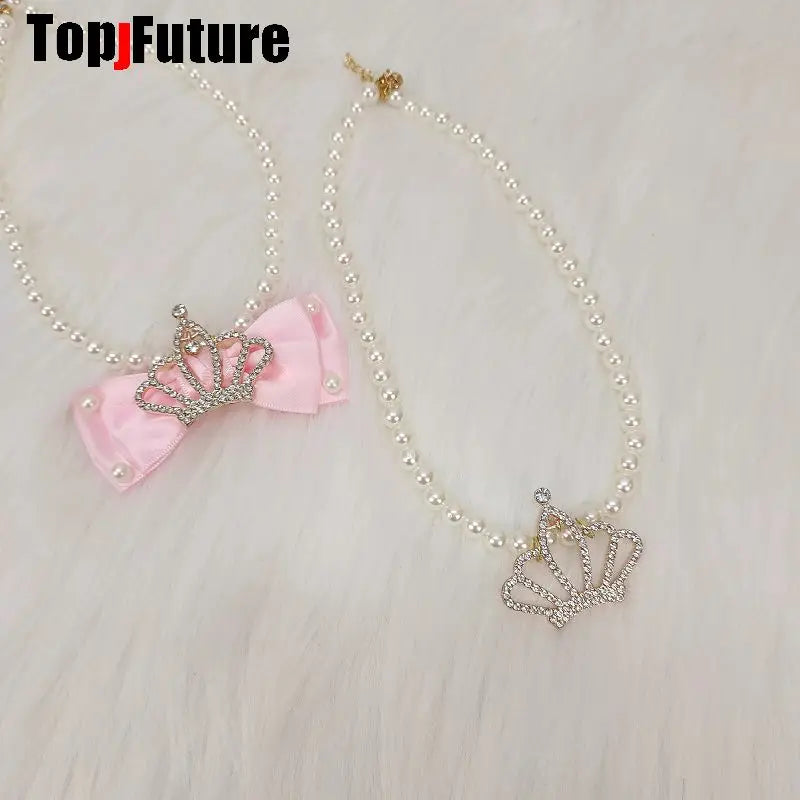 Subculture Spice Y2K Harajuku Gothic Mars Gal Women Gorgeous Crown Pearl Party Lolita Cosplay Punk Necklace Girl Collar