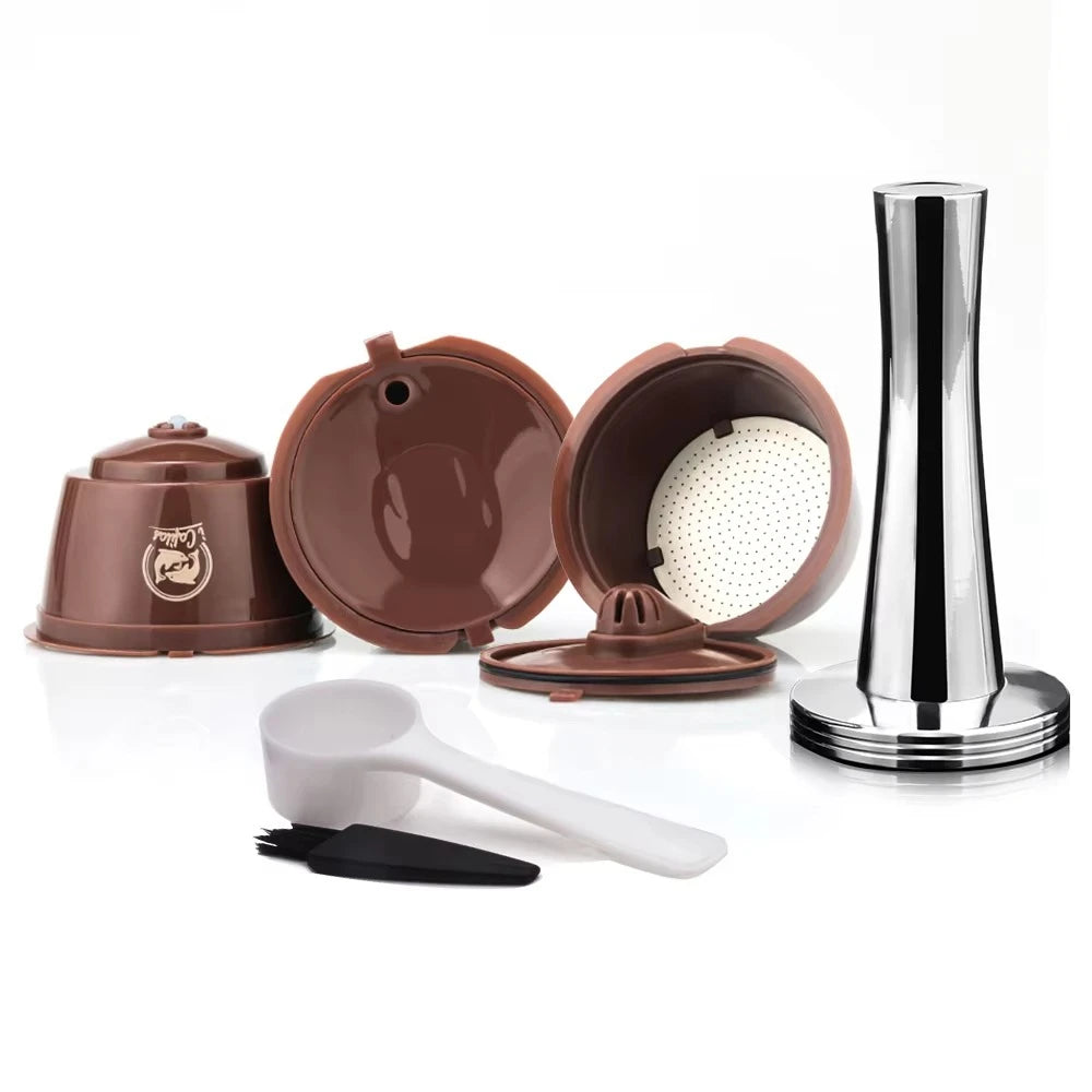 1/2/3/4/6/9/10pcs Refillable Reusable Coffee Capsules Pods For Necafe Dolce Gusto Refillable Crema Coffee Filters with Tamper