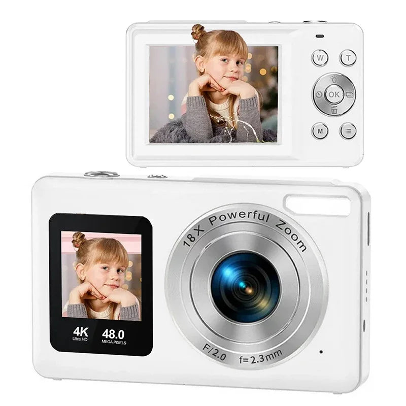 Lenovo 4K Digital Camera 48MP Dual Screen, Auto Focus Anti-Shake 16X Zoom, Vlogging Camera with 64GB SD Card, Compact Travel