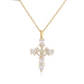 HECHENG,High Quality Crystal Shiny Zirconia Cubic Zircon Necklace Pendant Cross Jesus Christ Gold Colour Jewelry Gift for Women