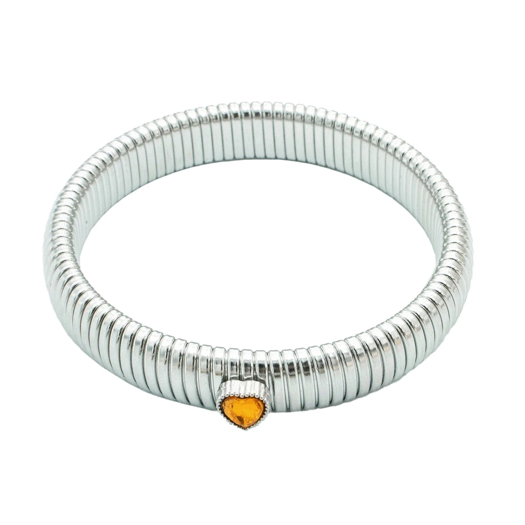 Waterproof Stainless Steel Retro Elasticity Thick Metal Polish Bracelet 18K Gold Plated Trend Fashion Unisex Jewelry Men Women
