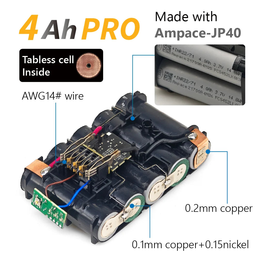 TPCELL 4Ah/5Ah For D.Walt 20V Battery Tabless 21700 DCB200  Replacement Battery Compatible With For D.walt 18V/20V Tools Battery