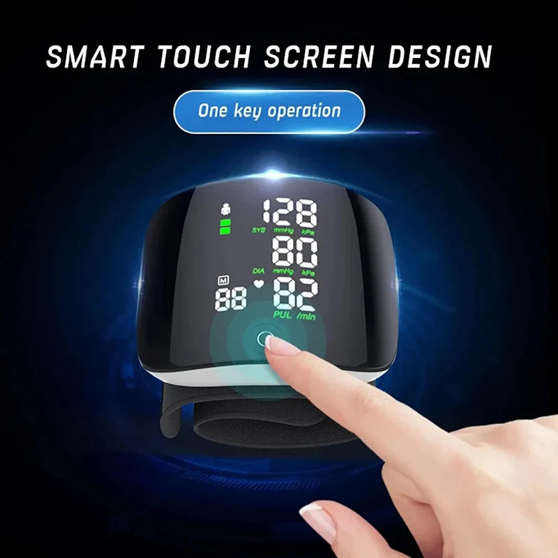 Wrist Type Blood Pressure Monitor LED Display Fast Measurement Digital Tensiometer BP Tonometer Heart Rate USB Rechargeable