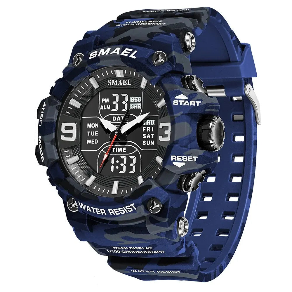 SMAEL 8049MC Camouflage New Style Digital Waterproof Sports Watches Men's Shock Analog Dual Display Watch