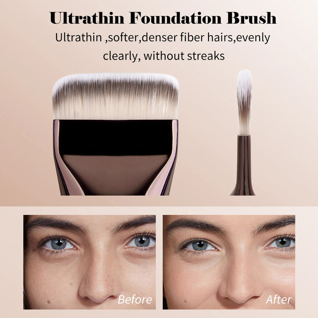 MAANGE 3pcs Makeup Brushes Aluminum Tube Makeup Brush Foundation Makeup Brush Thin Foundation Brush Kabuki Makeup Tools for Girl