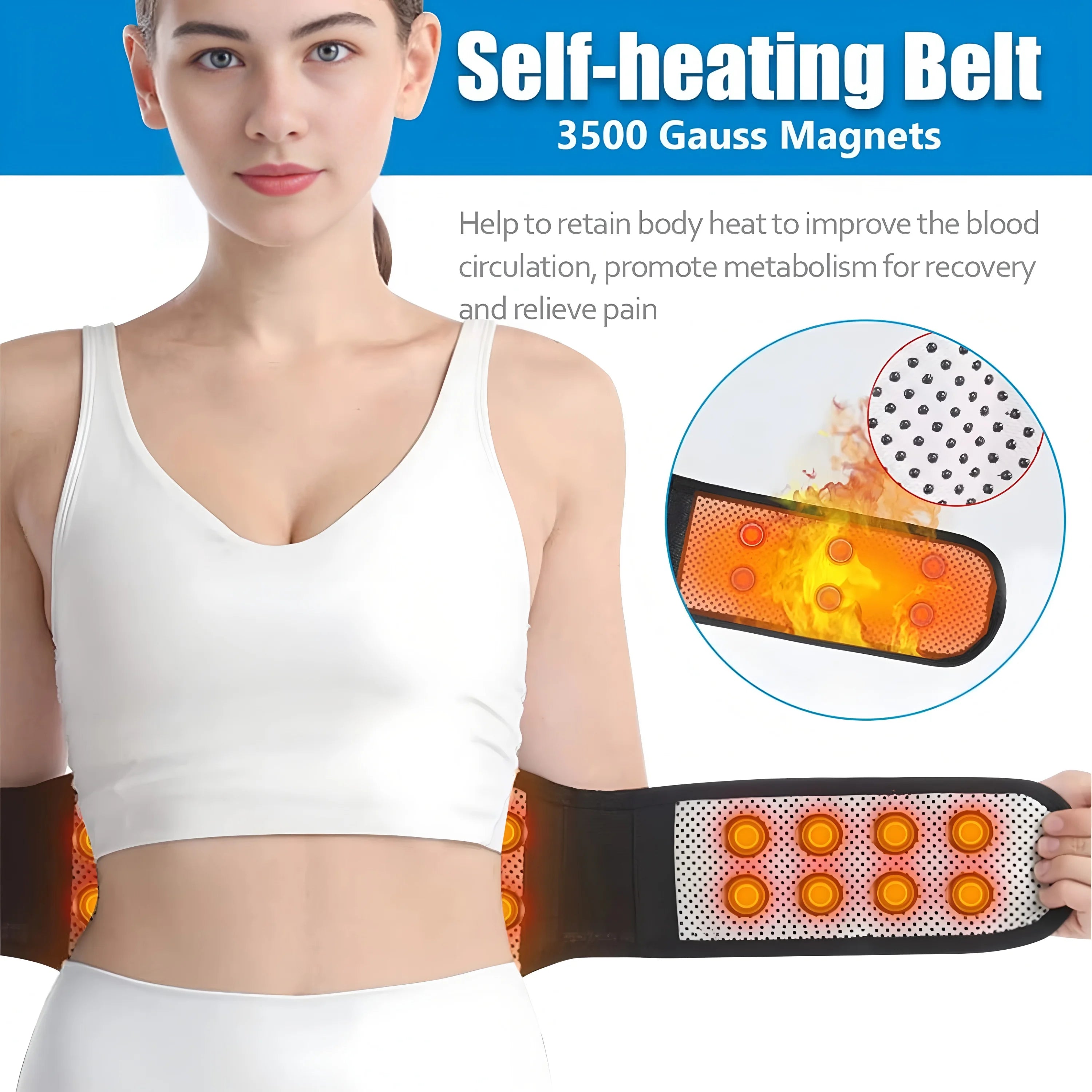 2026Magnetic Self-Heating Back Support Belt, Waist Massage Belt With 4 Steel Plates For Sport Fitness Men And Women