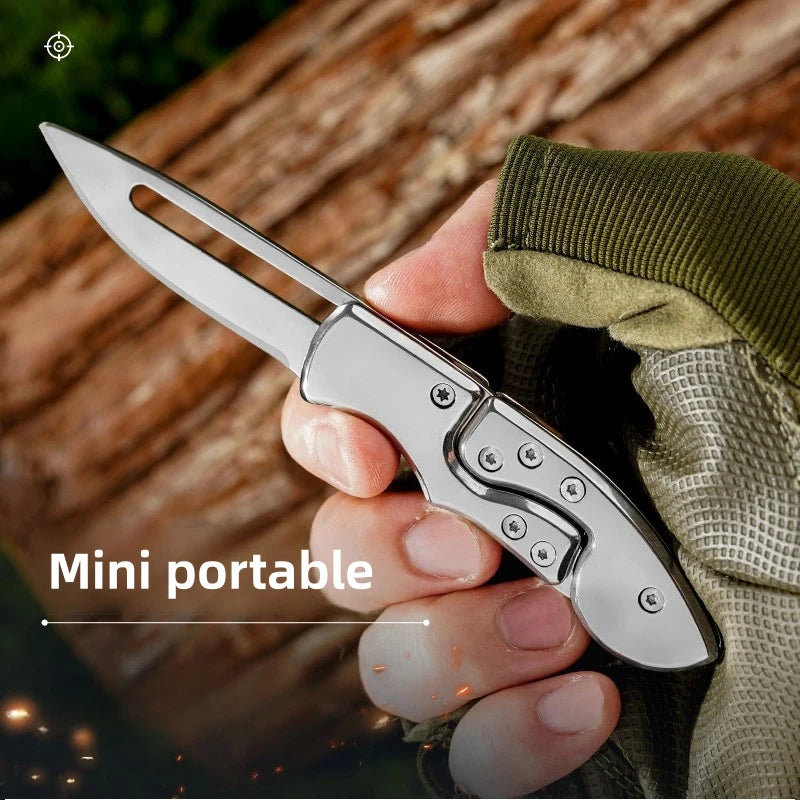 Outdoor Folding Knife Fruit Knife Stainless Steel Camping Knife Mini Mechanical Folding Knife Keychain Carrying Pocket Knife