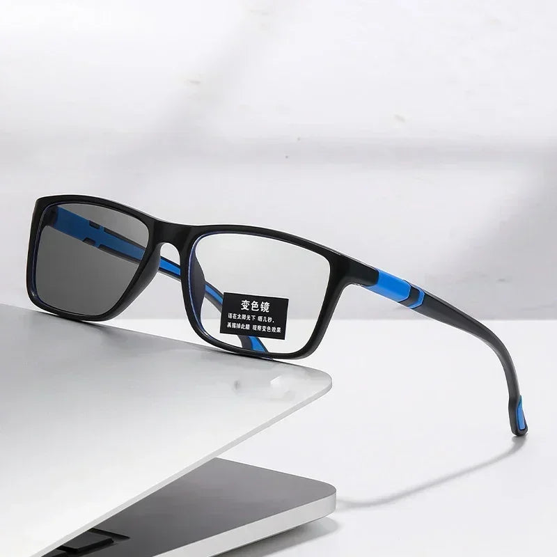 Photochromic Anti Blue Light Outdoor Sports Cycling Ultra Light High-definition Color Changing Myopia Glasses 0 -0.5 -0.75 -1.25
