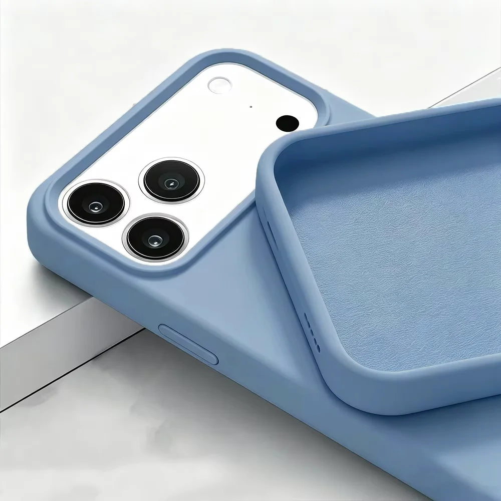 Phone Case - Original Liquid Silicone Soft Phone Case for iPhone 18 17 16 15 14 13 Pro Max Candy Color Shockproof Cover Funda