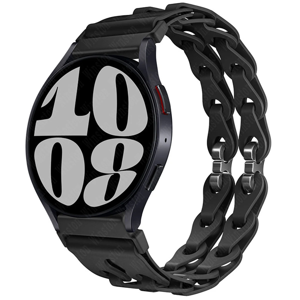 22mm 20mm Chain Strap for Samsung Galaxy Watch 7 6 5 4 6Classic Silicone Band for Huawei GT4 3Pro for Amazfit GTR 4/GTS Bracelet