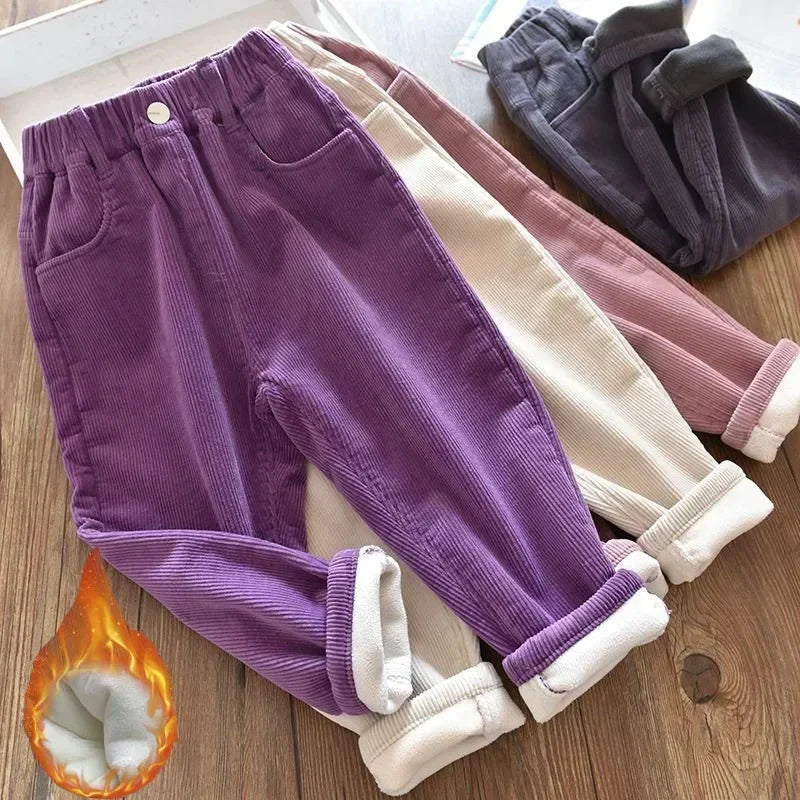 Harem Pants Corduroy Children Outfits Tracksuit Winter Cotton Trousers Kids Outwear Pants Boys Girls Casual Warm Loose Pants