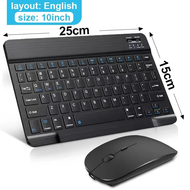 10inch Bluetooth Wireless Keyboard Rechargeable For Mobile Phones Tablet Russian Spanish French AZERT For Android ios Windows