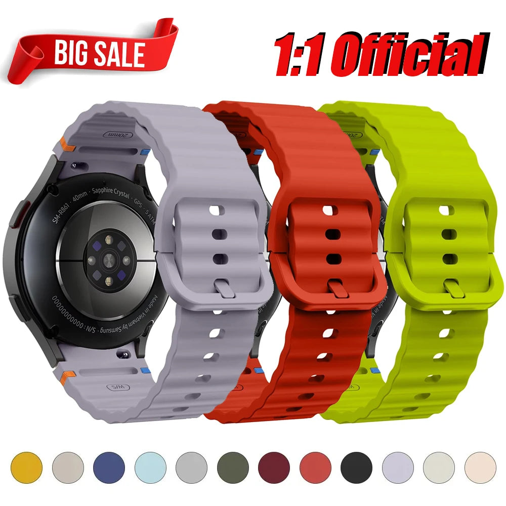 Official Straps for Samsung Galaxy watch 7/FE/5 Pro/6/4 classic 44mm 40mm Sport Silicone belt bracelet correa Galaxy watch7 Band